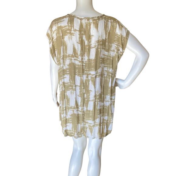 Masai Modern Geo Print Tunic Blouse Size Large Relaxed Scoop Neck - Picture 3 of 10